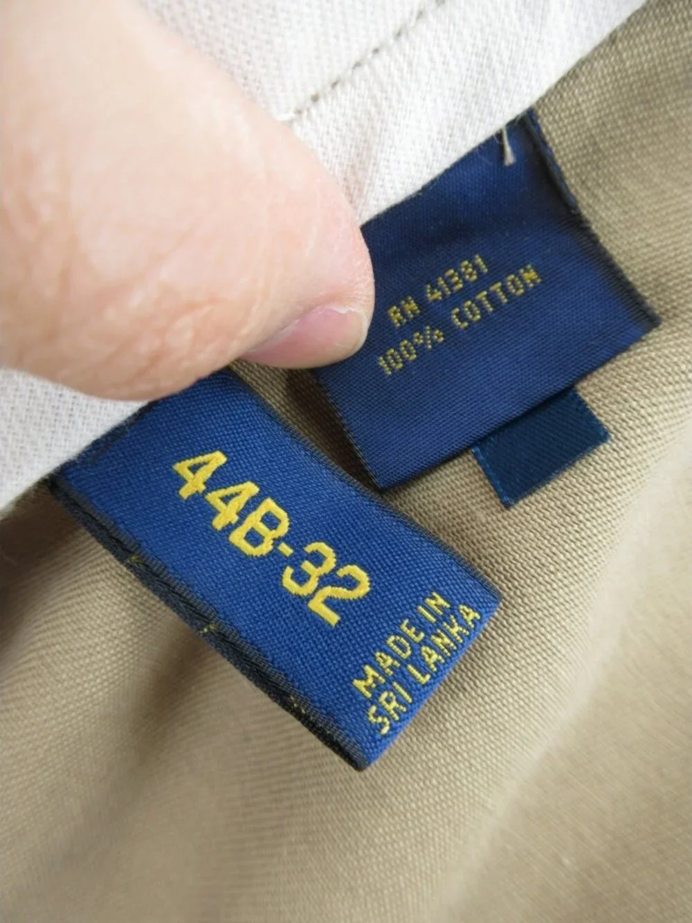 Polo Ralph Lauren Pants 44X32 Khaki Chino Classic Fit Trousers Canvas